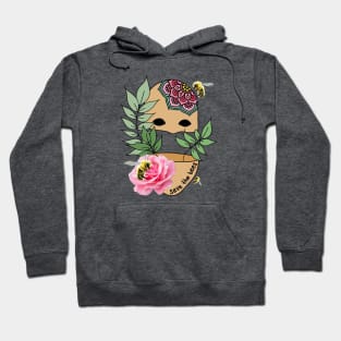 Save the Bees - realism pink rose and mandala tattoo Hoodie